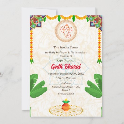 Invitation Baby shower indien Godh Bharai Hindu (Devant)