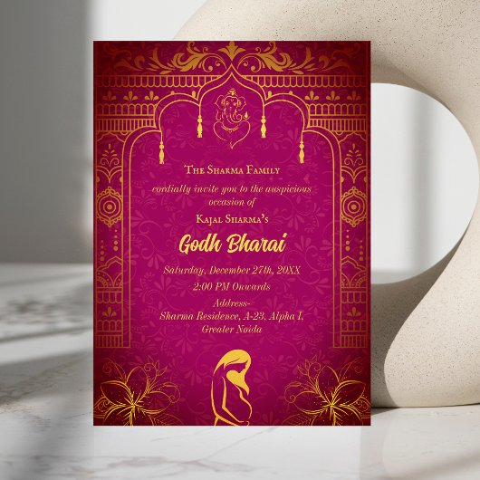 Invitation Baby shower indien Godh Bharai Hindu