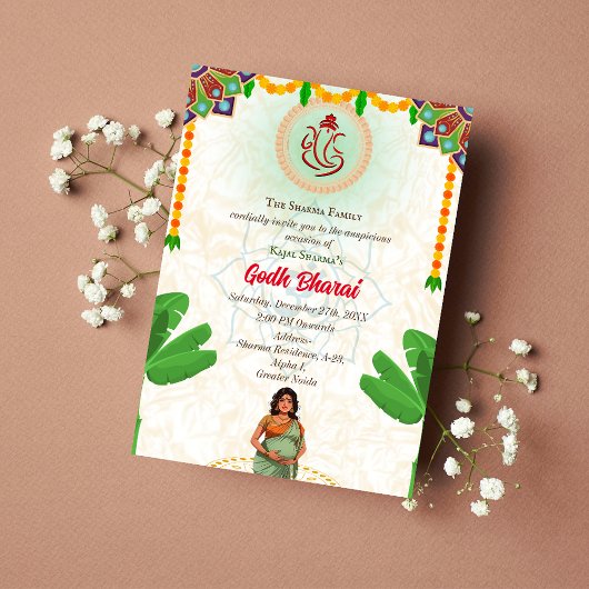 Invitation Baby shower indien Godh Bharai Hindu