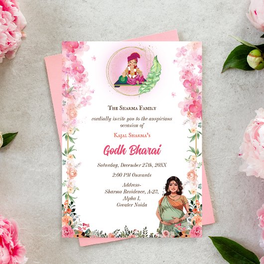 Invitation Baby shower indien Godh Bharai Hindu