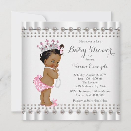 Invitation Baby shower indien hispanique de Princess Pearl (Devant)