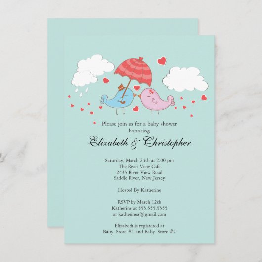 Invitation Baby shower Inséparable mou (Devant / Derrière)