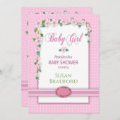 Invitation baby shower, Insérez le nom, Fille bébé (Devant / Derrière)