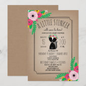Invitation Baby shower inspiré de Boho Skunk Floral Cardstock (Devant / Derrière)