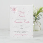 Invitation Baby shower Invintation fille rose pâle (Debout devant)