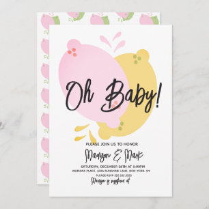 Invitation Baby shower Invita de citron vert rose moderne