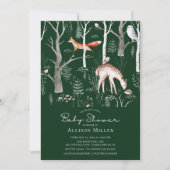 Invitation Baby shower Invita Rustic Woodland Forest Animaux (Devant)