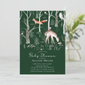 Invitation Baby shower Invita Rustic Woodland Forest Animaux (Debout devant)