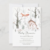 Invitation Baby shower Invita Rustic Woodland Forest Animaux (Devant)