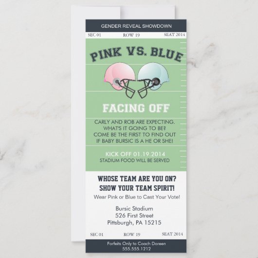 Invitation Baby shower Invitati pour les billets de football (Devant)