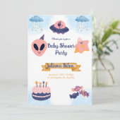 Invitation baby shower Invitation alien rose (Debout devant)