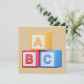 Invitation Baby Shower Invitation- Alphabet Blocks (Debout devant)