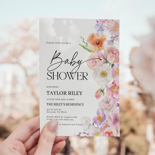 Invitation baby shower | Invitation Florale d'été
