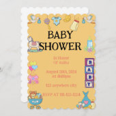 INVITATION baby shower, INVITATION ORANGE (Devant / Derrière)