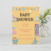INVITATION baby shower, INVITATION ORANGE (Debout devant)