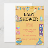 INVITATION baby shower, INVITATION ORANGE (Devant / Derrière)