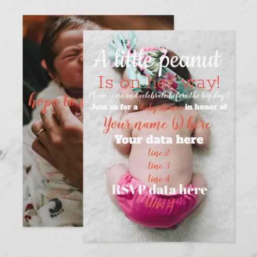 Invitation baby shower, Invitation rustique (Devant / Derrière)