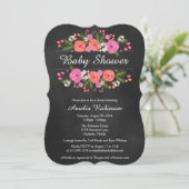 Invitation Baby shower Invitation, style tableau de bord fleu (Debout devant)