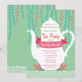 Invitation baby shower. Invitation Tea Party (Devant / Derrière)