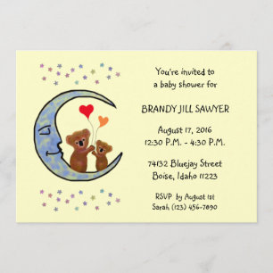 Invitation Baby shower Invitaton de lune de koala de bonne