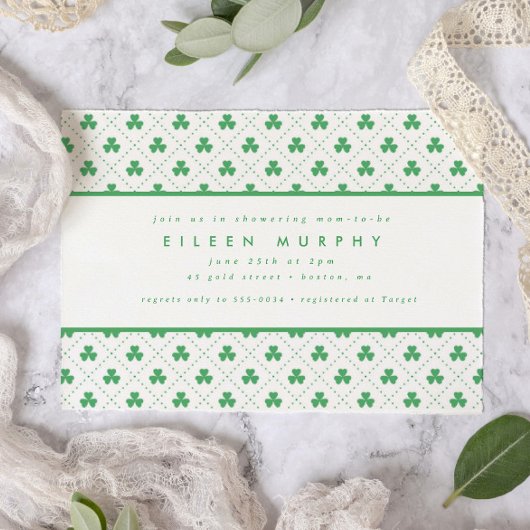 Invitation Baby shower irlandais de la Saint-Patrick, Shamroc