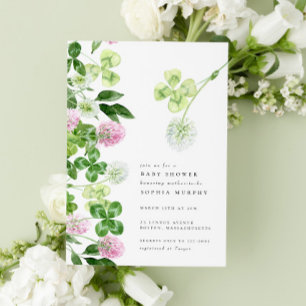 Invitation Baby shower irlandais Shamrock vert violet Clover