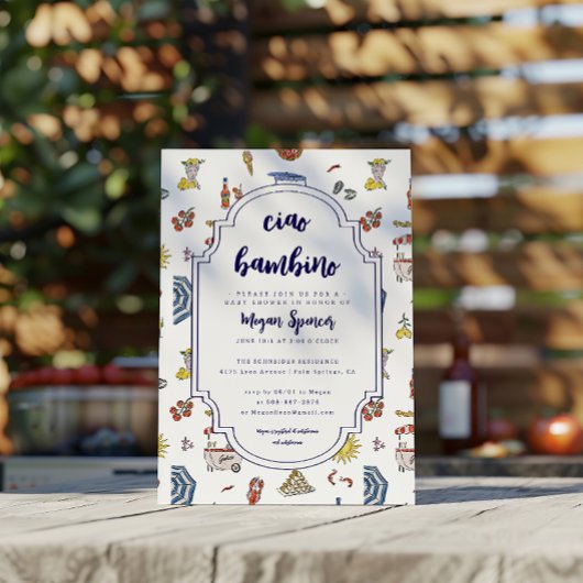 Invitation Baby shower italien Ciao Bambino