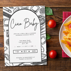 Invitation Baby Shower Italien, Ciao Bébé, Mixte
