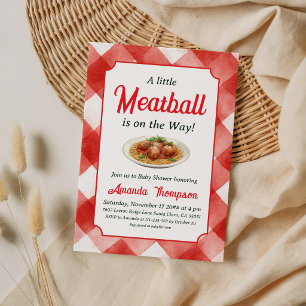 Invitation Baby Shower Italien Pasta Gingham Rouge Boulette d