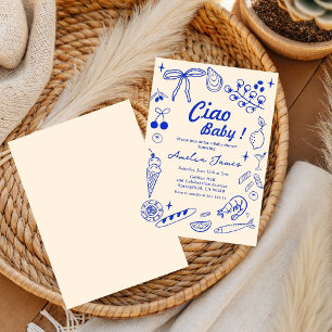 Invitation Baby shower italienne Ciao Baby dessiné