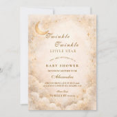Invitation Baby Shower Ivoire Céleste Doré (Devant)