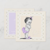 Invitation Baby shower ivoire et lavande (Devant / Derrière)