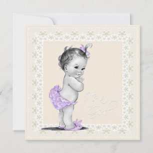 Invitation Baby shower ivoire et lavande