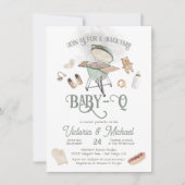 Invitation Baby shower jardin BBQ bébé-Q (Devant)