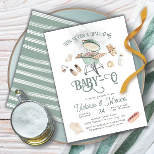 Invitation Baby shower jardin BBQ bébé-Q