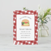 Invitation Baby shower Jardin BBQ Hamburger Plaqué Rouge (Debout devant)
