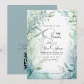 Invitation Baby shower - Jardin bleu poussiéreux (Devant / Derrière)