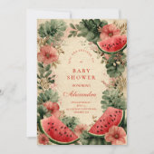 Invitation Baby Shower Jardin Botanique de Pastèque (Devant)