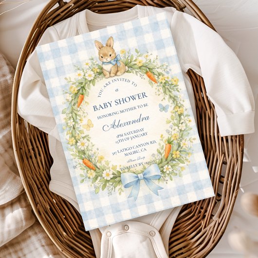 Invitation Baby Shower Jardin de Lapin Vintage