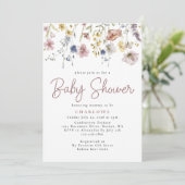 Invitation Baby shower Jardin Fleur sauvage aquarelle (Debout devant)