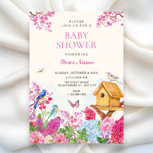 Invitation Baby shower jardin floral aquarelle