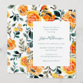 Invitation Baby shower Jardin Floral Orange Moderne (Devant / Derrière)