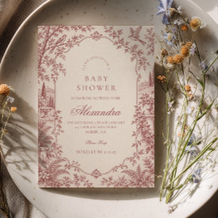 Invitation Baby Shower Jardin Oiseaux Chanteurs Vintage