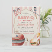 Invitation Baby shower Jardin pour bébé rose-Q (Debout devant)