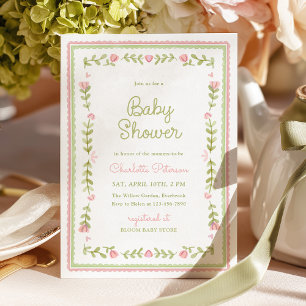 Invitation Baby Shower Jardin Rétro