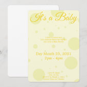 Invitation baby shower jaune (Devant / Derrière)