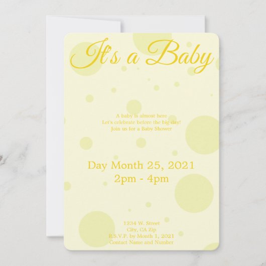 Invitation baby shower jaune (Devant)