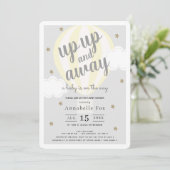 Invitation Baby shower jaune à bulle d'air chaud vers le haut (Debout devant)