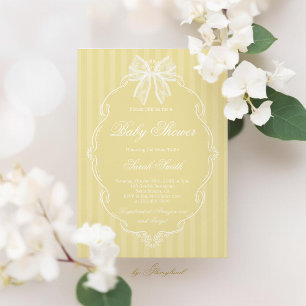 Invitation Baby-shower jaune beurre dentelle