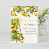 Invitation Baby shower jaune citron à l'eau (Debout devant)